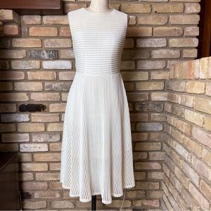 RACHEL ZOE ivory white knit striped sleeveless midi dress